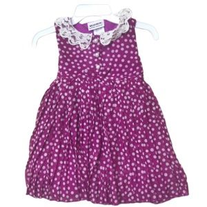 Blueberi Boulevard Polka Dot Dress Lace Collar 18M